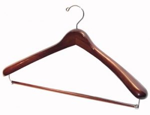 wooden suit hanger with pants bar