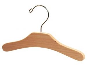 10" Baby's Wooden Top Hanger With Chrome Hook