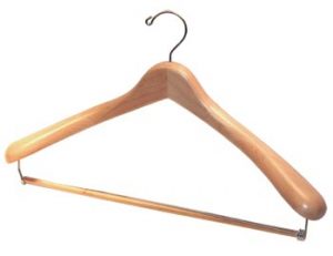 18.5" Deluxe Wooden Suit Hanger - Chrome Hook And Locking Pants Bar