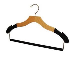 17" Natural, Chrome Hook & Flocked Wooden Pants Bar
