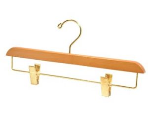 14" Wooden Bottom Hanger - Light Oak With Brass Clips