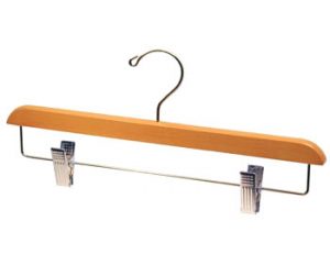 14" Wooden Bottom Hanger - Light Oak With Chrome Clips
