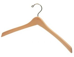 17" Wooden Coat Hanger - Clear Natural with Chrome Hook