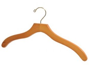 17" Wooden Top Hanger - Light Oak With Brass Hook