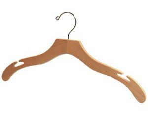 17" Wooden Top Hanger - Maple With Chrome And Triangle Notches